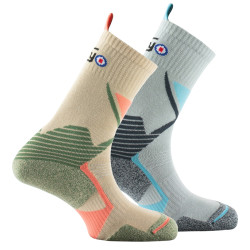 Lot de 2 paires de mi-chaussettes TRECK HOOK & DRY Beige/Gris clair